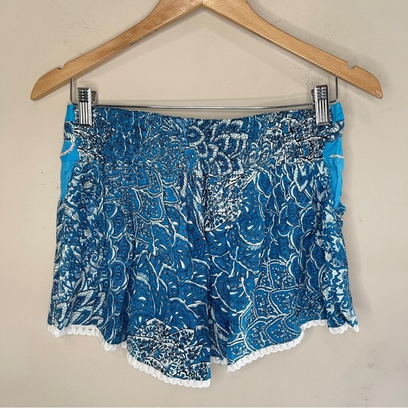 NWOT JUNGLEE BILLEE BOUTIQUE Cotton Boho Shorts with Beaded Ties - Picture 3 of 5